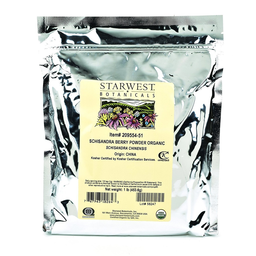 Starwest Botanicals Organic Schisandra Berry Powder, 1 Pound