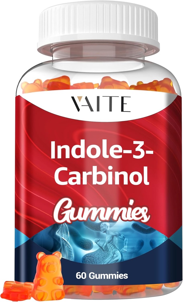 Indole 3 Carbinol 400mg Gummy Supplement – Indole-3-Carbinol for Hormonal Balance & Antioxidant Support, 60 Vegan Chewables for Men and Women, Non-GMO, Gluten-Free, Wellness Products