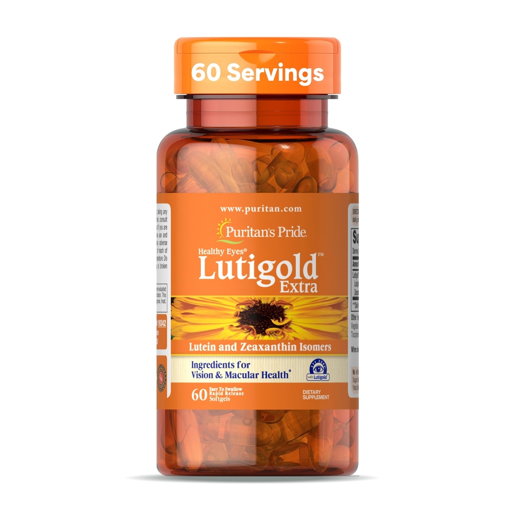 Puritan's Pride Premium Healthy Eyes LutigoldTM Extra Lutein με Μεσο-Ζεαξανθίνη και Ζεαξανθίνη για άνδρες και γυναίκες, Υποστήριξη για την Υγεία Όραμα, 2 Μήνες Προμήθεια, 60 Εύκολη σε-Swallow Ταχεία Κυκλοφορία Softgels