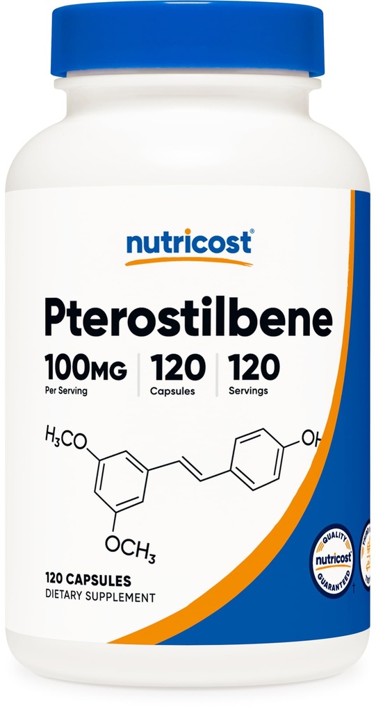 Nutricost Pterostilbene 100mg, 120 Κάψουλες - Μη ΓΤΟ, Χωρίς γλουτένη
