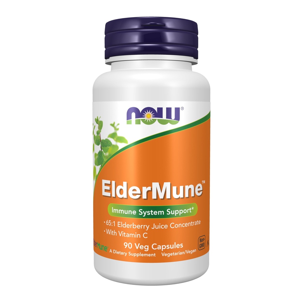 NOW Foods Supplements, ElderMune 65:1 Elderberry Juice Concentrate With Vitamin C, Immune System Support, 90 Veg Capsules