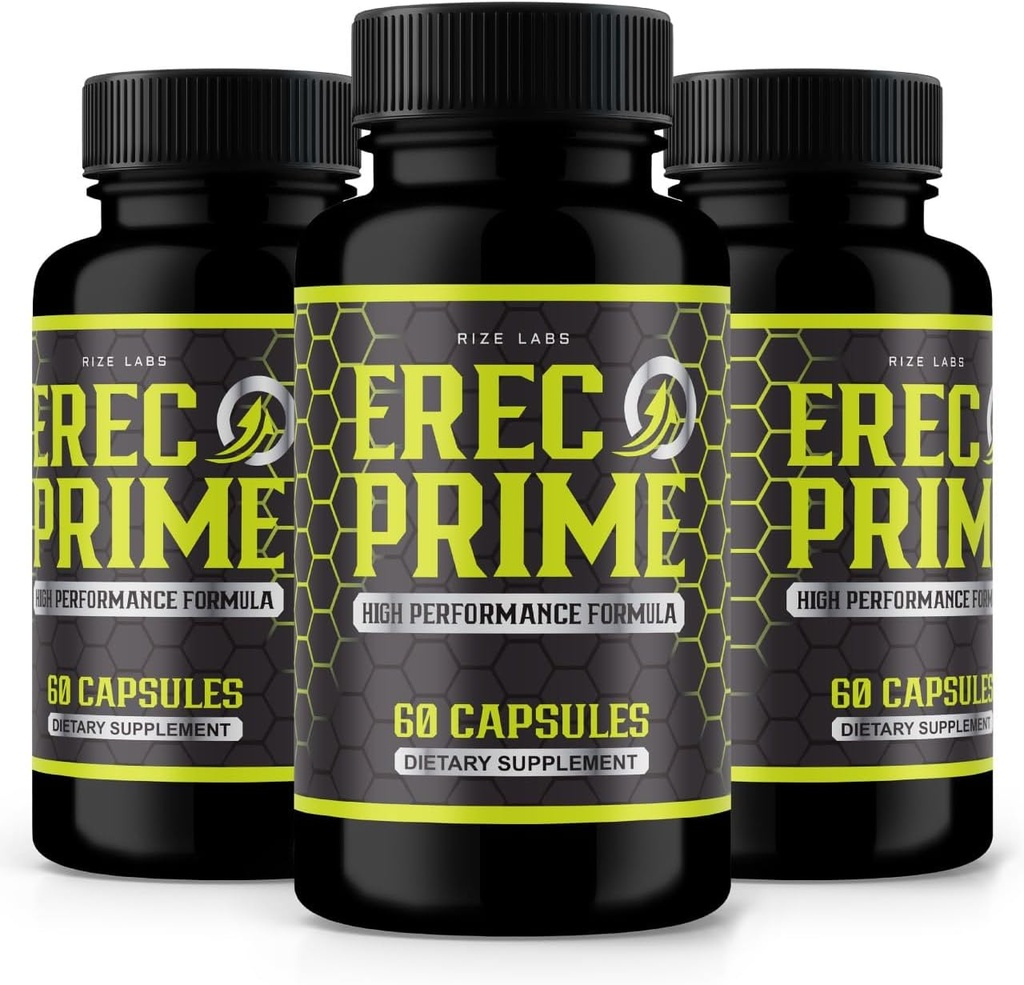 rize labs (πακέτο των 3 Erec Prime Χάπια για άνδρες, Φόρμουλα Υψηλής Απόδοσης, Όλα-Φυσική Υποστήριξη για την Μέγιστη Απόδοση & Γενική Υγεία, Επίσημες Κριτικές (180 Κάψουλες)