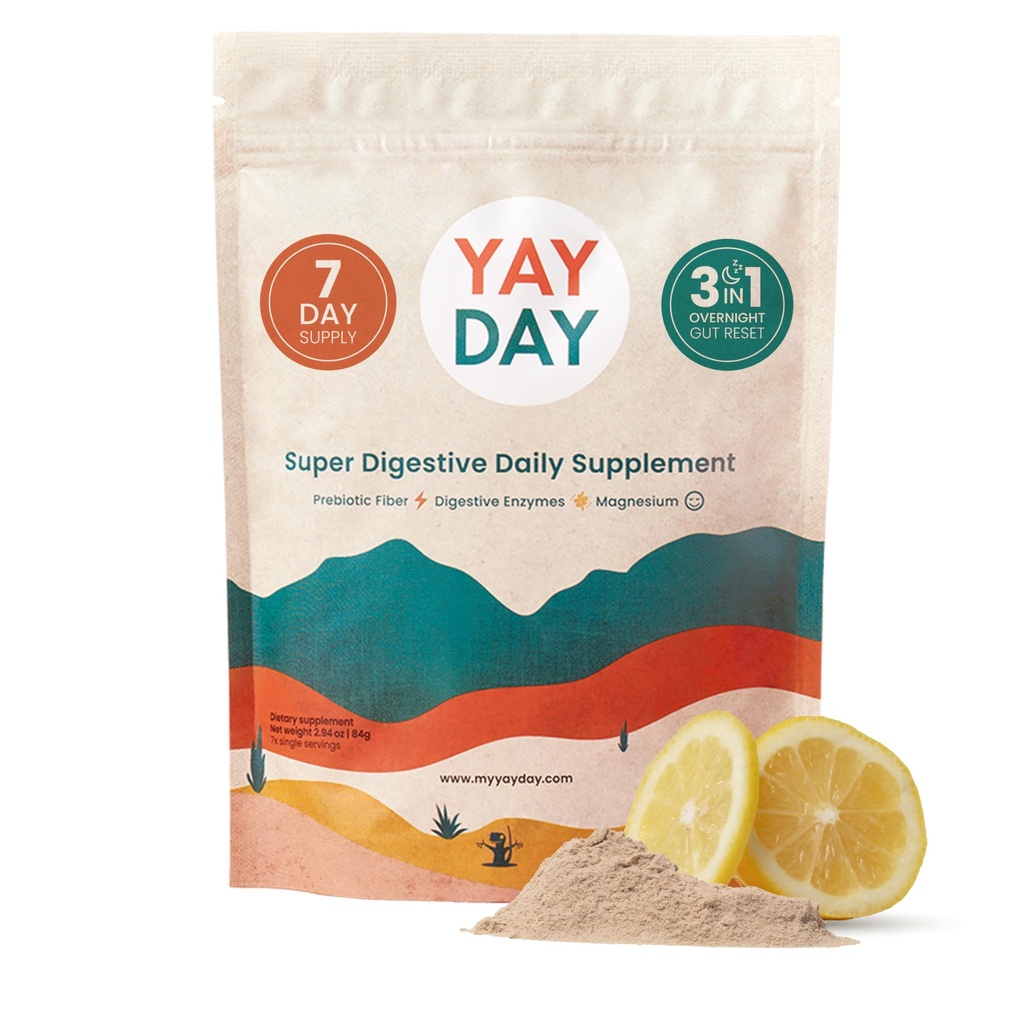 Nighttime Prebiotic Fiber Powder with Digestive Enzymes & Magnesium Glycinate for Sleep, On-The-Go Travel 7 Pack 
