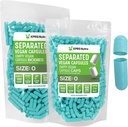 XPRS Nutra Vegan Size 0 Separated Capsules - 1000 Count Premium Empty Capsules Separated in Bags - Pills 0 for DIY Supplement Filling (Aqua)