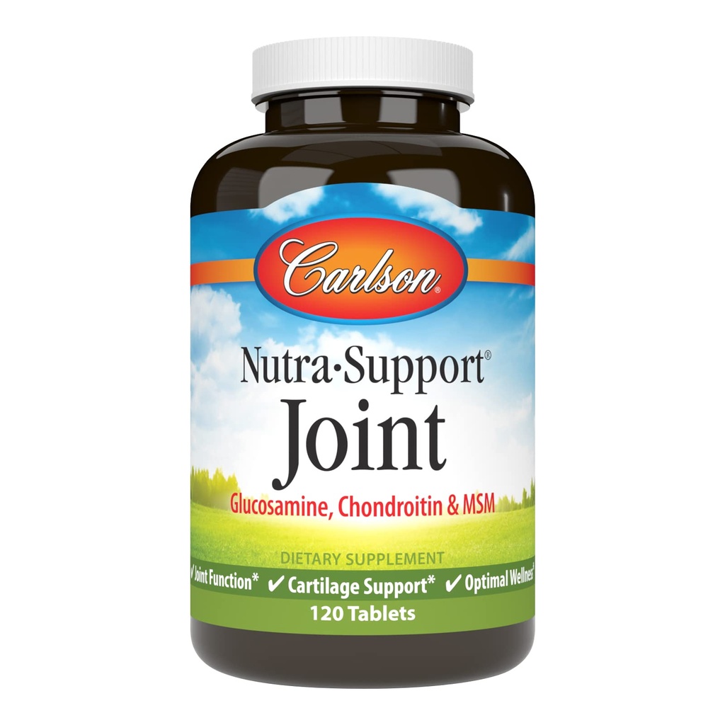 Carlson - Nutra-Support, Glucosamine Chondroitin & MSM, Κοινή λειτουργία, Cartilage Support & Optimal Wellness, 120 δισκία