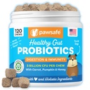 PawSafe® Dog Probiotics Soft Chews for Picky Eaters - USA Made, 120 Count - Digestive & Gut Health, Diarrhea, Gas Relief, Allergy & Itchy Skin Support - Natural with Pumpkin - Honey Chicken Flavor