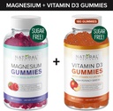 Gummies μαγνησίου χωρίς ζάχαρη (60 Gummies) & Βιταμίνη D χωρίς ζάχαρη (180 Gummies) – Ανοσοποιητική υποστήριξη & τιμή ηρεμίας Δέσμη, χωρίς γλουτένη, χωρίς γλουτένη, χορτοφαγική, όλα φυσικά, GMO-free, Kosher