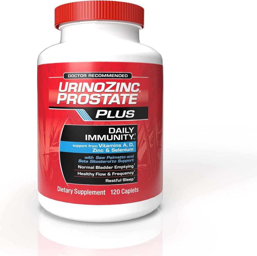 Urinozinc Prostate Plus Καθημερινή Ασυλία, 2 Μήνες Προμήθεια, με Saw Palmetto & Beta Σιτοστερόλη, Υποστηρίζει Prostate Υγεία και Ανοσολογική Υγεία, 120 Count