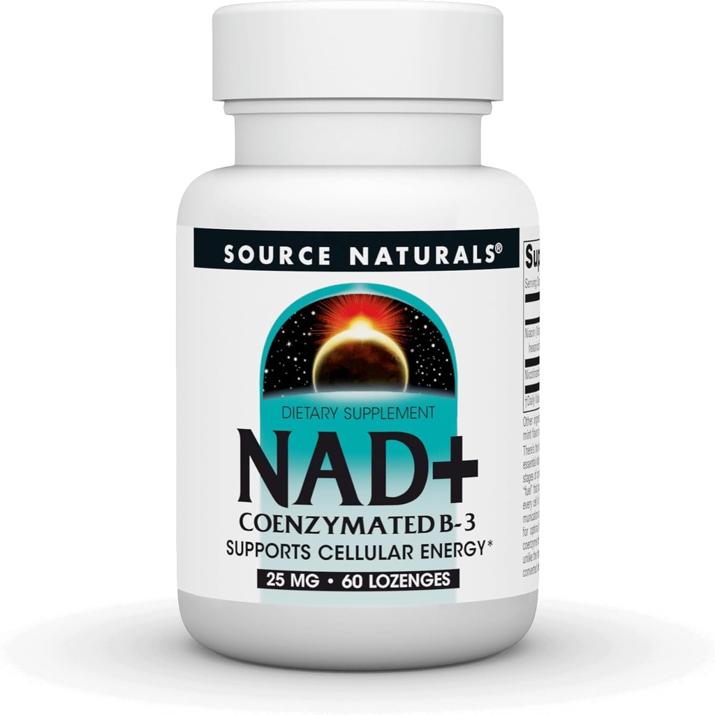 Πηγή Naturals NAD+, Coenzymated B-3, Supports Cellular Energy*, 25 mg - 60 Lozenges