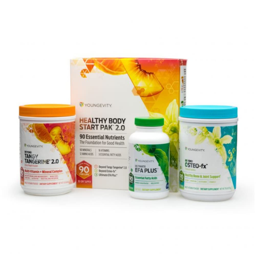 Youngevity Healthy Body Start Pak 2.0 | Complete All-in-One Nutrition | 60 Minerals, 16 Vitamins, 12 Amino Acids, 6 Essential Fatty Acids | Whole Foods, Pre/Probiotics + Bone Formula