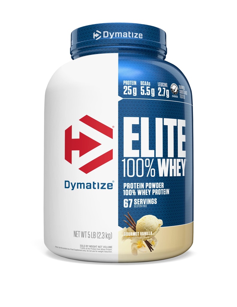 Dymatize Elite 100% σκόνη πρωτεΐνης ορού γάλακτος, Βανίλια, 25g πρωτεΐνης, 5.5g BCAAs, λιγότερο από 140 Cal., Χωρίς γλουτένη, 2g υδατανθράκων, 2g ζάχαρη, 3g λίπος (67 εξυπηρετούν)