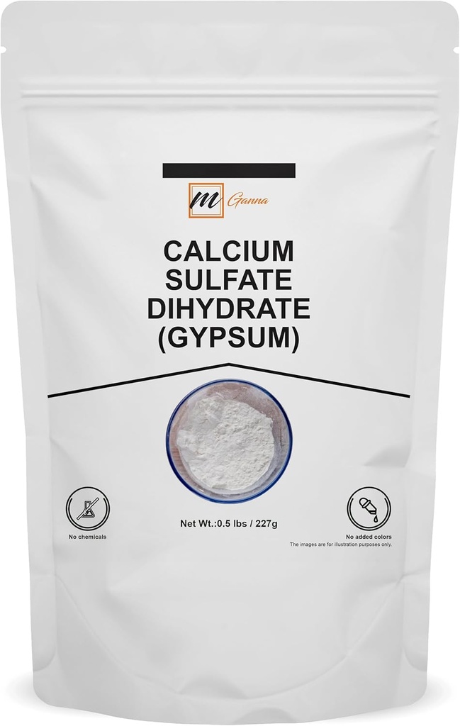 100% Pure Calcium Sulfate Dihydrate (Food Grade) - Gypsum Powder for Baking, Water Treatment and Cosmetic formulations 0.5 lbs / 227 g