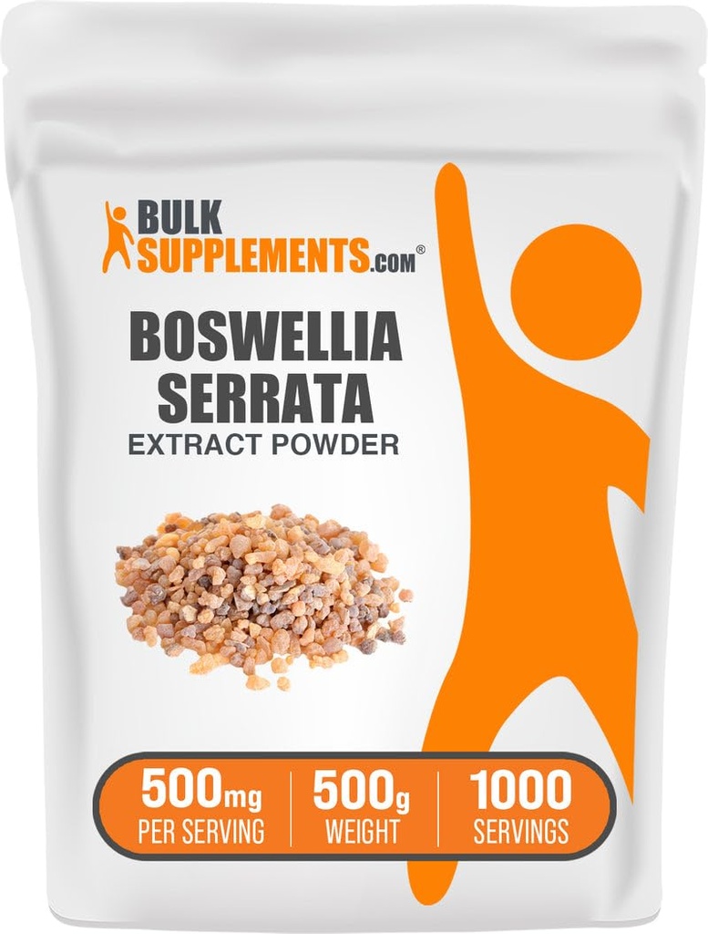 BulkSupplements.com Boswellia Serrata Extract Powder - Boswellia Supplement, from Frankincense Resin - Vegan & Gluten Free, 500mg per Service, 500g (1.1 lbs) (Συσκευασία των 1)