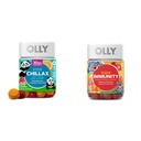 OLLY Kids Chillax, Magnesium Gummies Plus L-Theanine, Lemon Balm & Kids Immunity Gummy, Immune Support, Wellmune, Elderberry, Vitamin C, Zinc, Chewable Supplement, Cherry - 50 Count