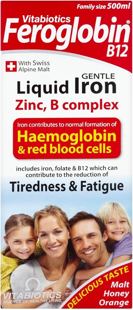 6 Units (Bulk Pack) Vitabiotics Feroglobin B12 Gentle Liquid Iron, Zinc, Minerals & Vitamin B Complex 500ml