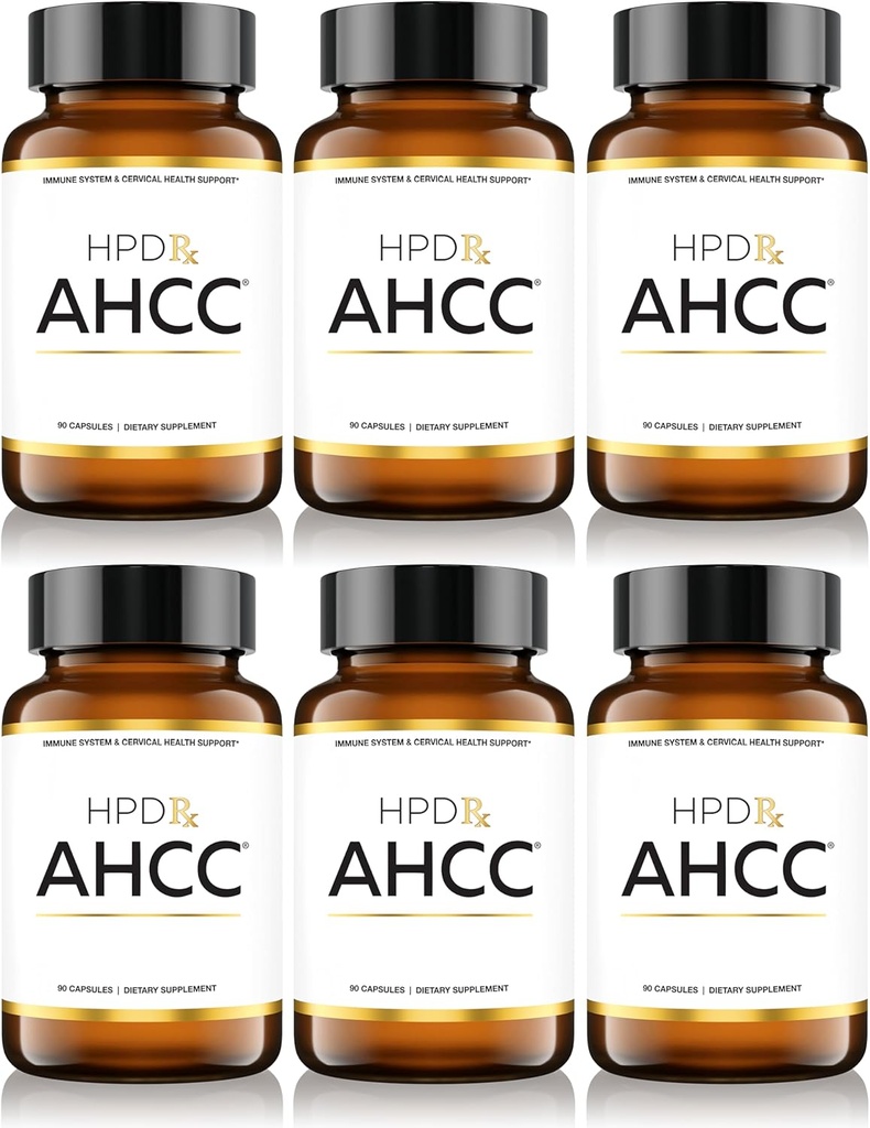 HPD Rx Premium AHCC & Shiitake Mushroom 1100 mg per Serving Supplement, Natural Immunity Booster, Maintains Natural Killer Cell Activity | AHCC is Proven in 30+ Studies | 180-Day Supply, 6-Pack
