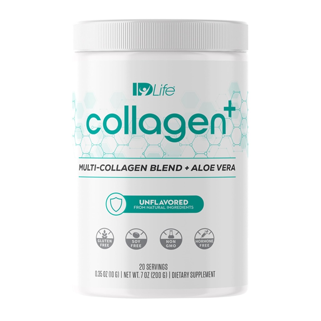 IDLife Collagen+ Powder Drink - Multi-Collagen Blend με Fulvic Acid & Aloe Vera - για υγιή μαλλιά, δέρμα, νύχια, αρθρώσεις & κόγχη - 20 εξυπηρετούν / 200g