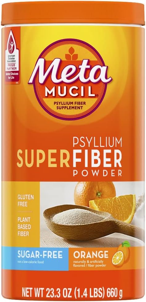 Metamucil Psyllium ζάχαρη-ελεύθερος σε σκόνη, πορτοκαλί, 23.3 oz