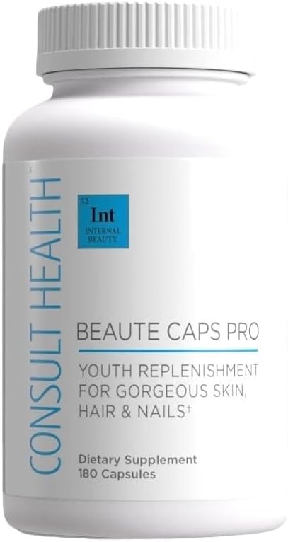 Συμβουλευτείτε την υγεία Caps Beaute PRO - 10.500mg Biotin, Collagen, MSM, κλινικά δοκιμασμένο συμπλήρωμα υποστηρίζει υγιή ανάπτυξη των μαλλιών, δέρμα και νύχια, USA Made - 180 κάψουλες