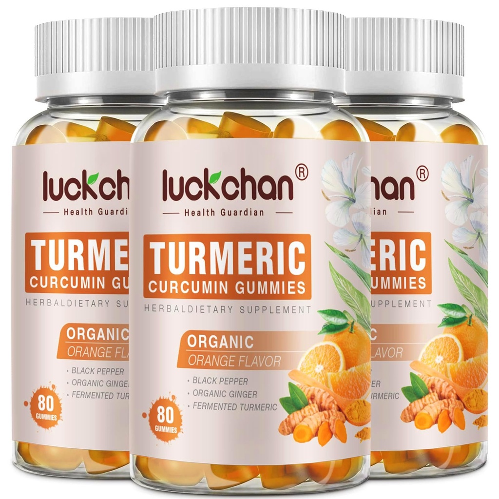 Turmeric Curcumin Gummies με Ginger & Black Pepper συμπλήρωμα βοτάνων-240 Count for Adults and Kids, 2400mg - Tumeric Gummy συμπληρώματα Vegan, Organic, Gelatin-Free 3 Pack