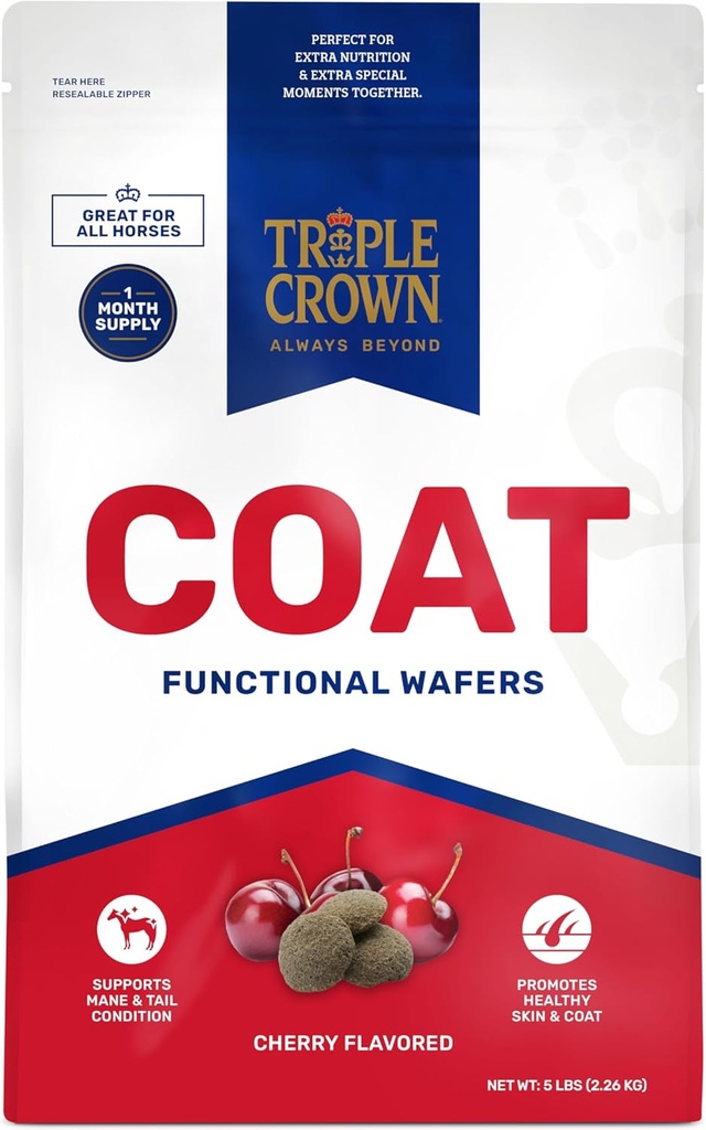 Triple Crown Coat Wafers, Λειτουργικές ίππους, συμπλήρωμα ίππων, ίππους συμπλήρωμα δέρματος, 5 λίβρες