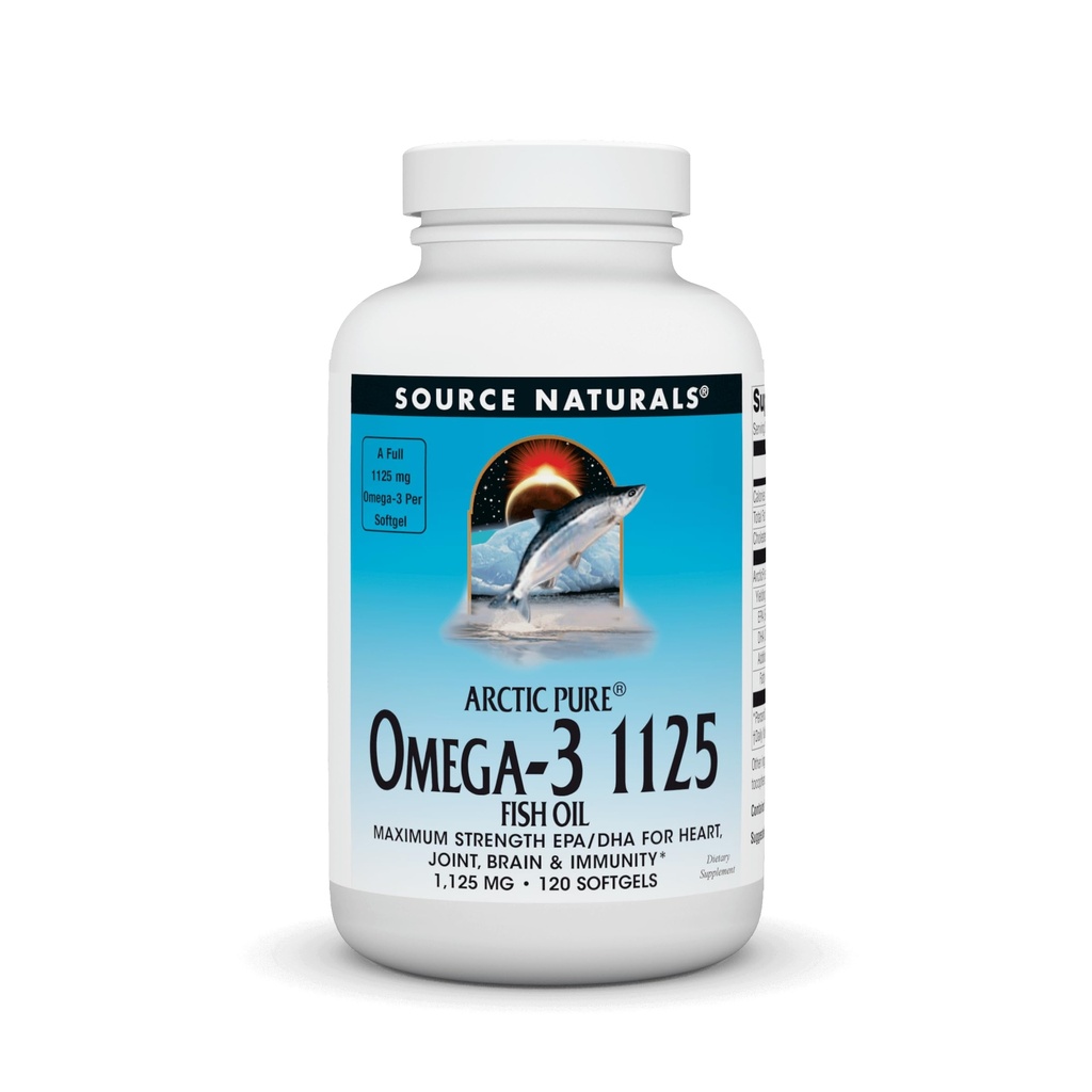 Source Naturals ArcticPure Omega-3 Fish Oil 1125mg Ultra Potency Maximum Strength EPA + DHA for Heart, Joint, Brain & Immune Health - 120 Softgels