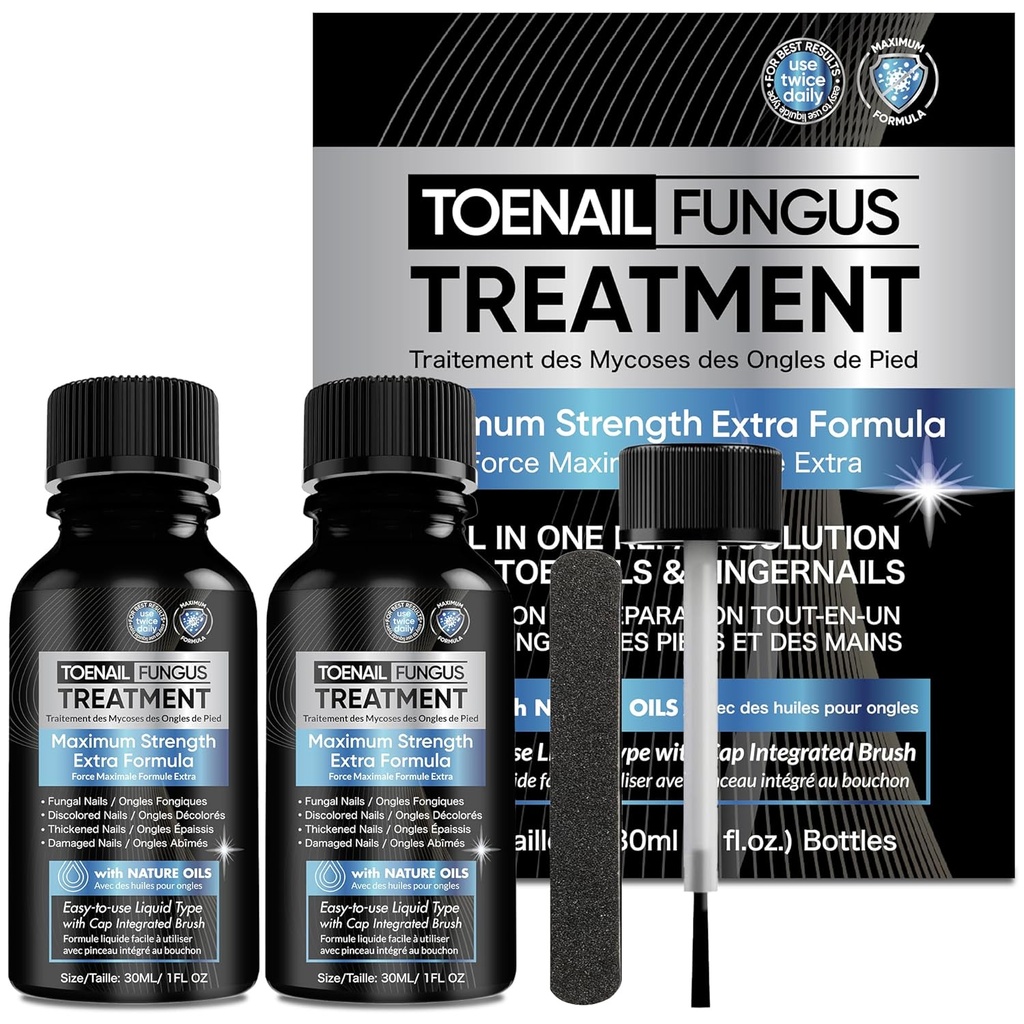 Toenail Fungus Treatment Extra Strength 2pcs x 30ml, Fungus Nail Treatment, Nail Fungus Treatment for Toenail, Toe Nail Fungus Treatment Extra Strength for Damaged and Discoloration Nails.