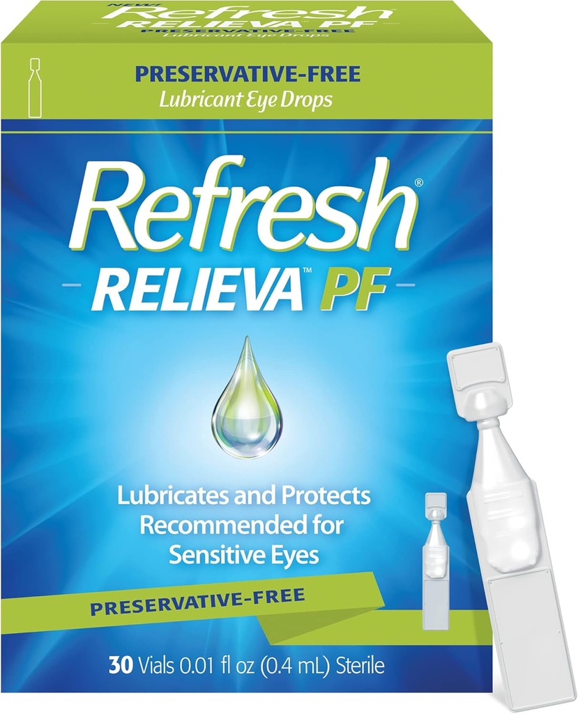 Ανανέωση PF Relieva Lubricant Eye Drops for Dry Eyes, συντηρητικά-free, 0.01 Fl Oz Δοχεία μονής χρήσης, 30 Count