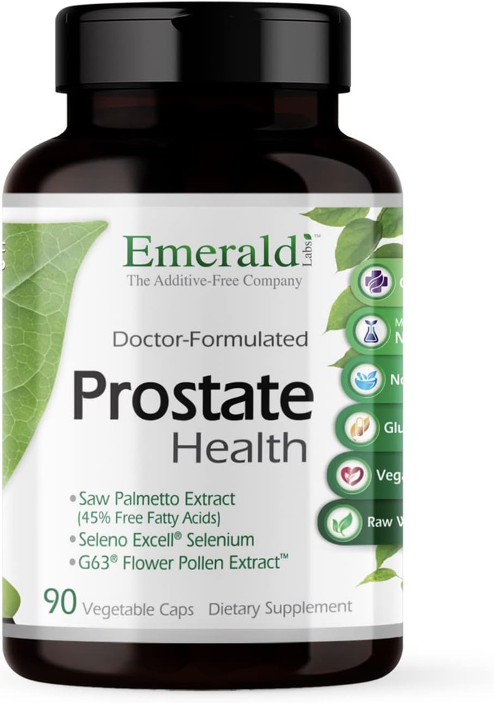 EMERALD LABS Prostate Health - Συμπλήρωμα υποστήριξης Prostate με πριόνι Palmetto, Lycope, Stinging Nettle & More* - Vegan & Gluten-Free - 90 κάψουλες λαχανικών (30-Ημέρα προσφοράς)