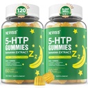 5-HTP 400MG Gummies + GABA - Melatonin Free - Relaxation Gummies with Banana Extract, L-Theanine, Turmeric, L-Tryptophan, D3 for Healthy Rest Cycle, Circadian Rhythm, Brain & Muscle Relax, Pack of 2