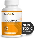 PurePath Non-Toxic Adult Multivitamin - 13 Βιταμίνες - 100% RDA - Όχι Επιβλαβείς Μεγαδόσεις - με B6 & B12 - Συμπλήρωμα για Βέλτιστη Ενέργεια, Εστίαση, και Μακροζωία - 60 Κάψουλες - 30 Ημέρα προσφοράς