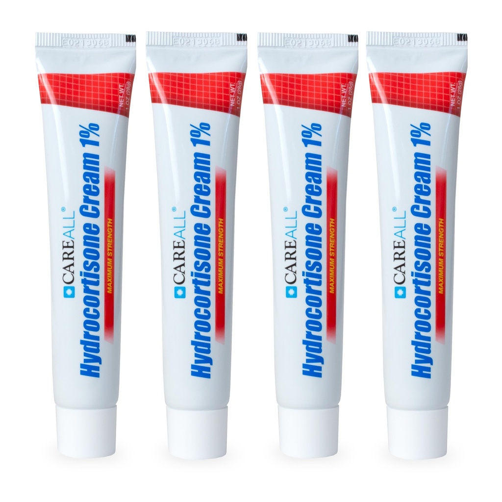 CareAll Hydrocortisone 1%, σωλήνας 1oz (πακέτο των 4), μέγιστης αντοχής κρέμα κατά των τροχών, ανακούφιση από φαγούρα και ερυθρότητα από bug Bites, εκζέμα, Ψωρίαση, δηλητηριώδη κισσό, βελανιδιές και σουμάκ
