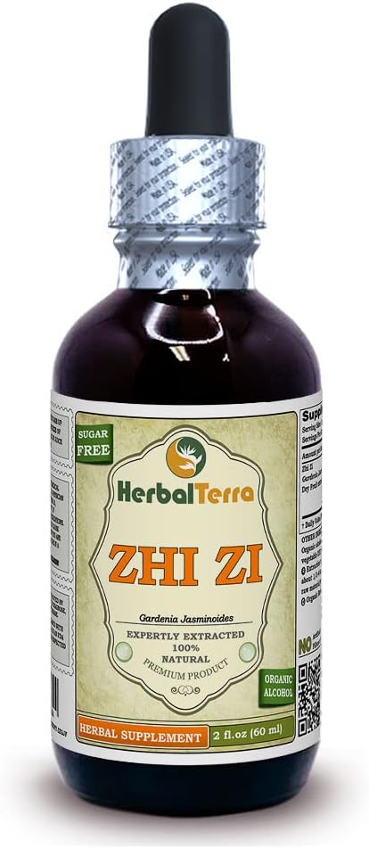 Zhi Zi, Gardenia (Gardenia Jasminoides) Βάμμα, Βιολογικό Αποξηραμένο Υγρό Φρούτων (Όνομα: HerbalTerra, Περήφανα Κατασκευασμένο στις ΗΠΑ) 2 fl.oz (60 ml)
