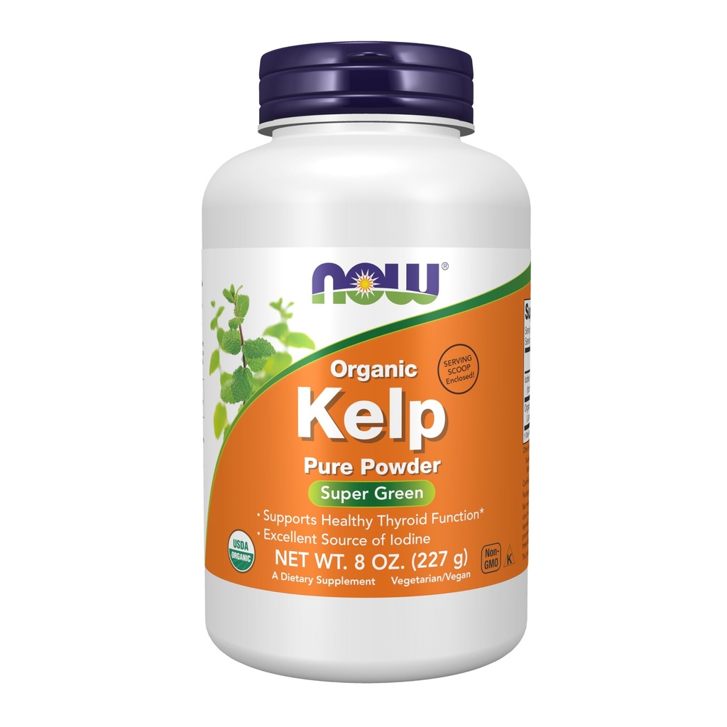 NOW Supplements, Kelp Powder, Certified Organic, Excellent Source of Iodine, Super Green, 8-Ounce