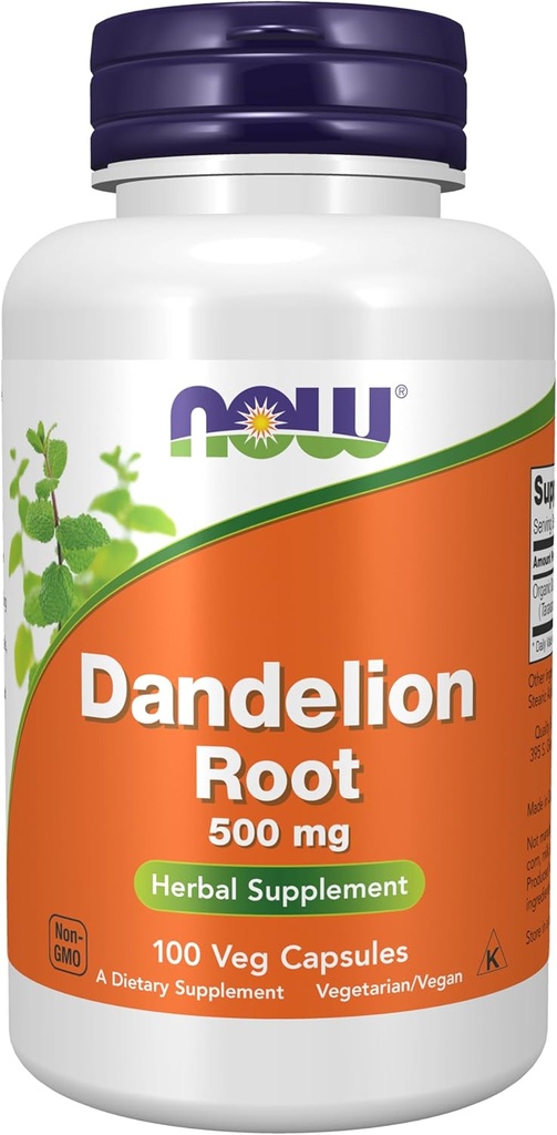 NOW Foods Supplements, Dandelion Root (Taraxacum officinale) 500 mg, Herbal Supplement, For Dietary, 100 Veg Capsules