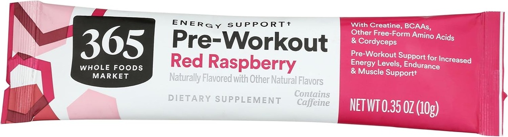 365 από το Whole Foods Market, Red Raspberry Preworkout Packet, 0.35 Ουγγιά
