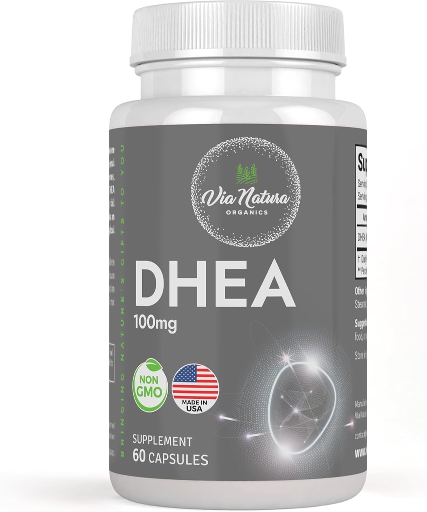 DHEA 100mg | Non-GMO | Gluten Free Supplement | 60 Capsules