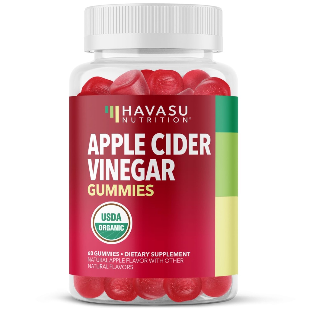 Apple Cider Vinegar Gummies - Organic ACV Vitamins for Digestive Health, Metabolism & Gut Support - 60 Count - Vegan, Non-GMO, Gluten-Free - Delicious Flavor & No Harsh Taste - 1 Month Supply
