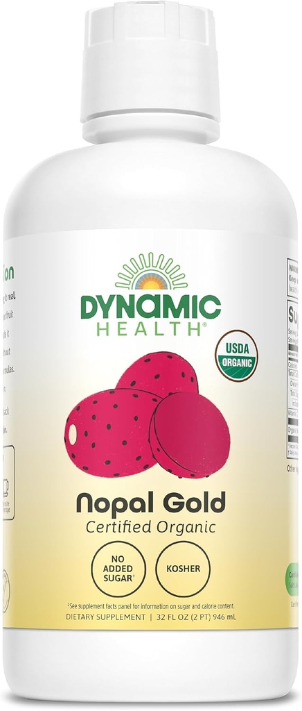 Dynamic Health Nopal Gold, Organic, No Additives, Antioxidant Support, Vegan, Gluten Free, Non-GMO, 32 Fl oz