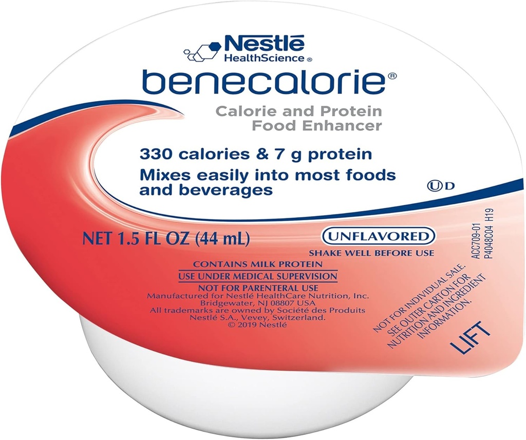 Benecalorie Calorie and Protein Enhancer - Χωρίς γεύση (330 θερμίδες, 7g πρωτεΐνη) - 1,5 fl oz Cups, 24 Pack