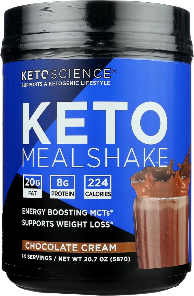 Keto Science Chocolate Cream Ketogenic Meal Shake Dietary Supplement, Παλαιοφιλικό, 20,7 Ουγγιά (πακέτο του 1)