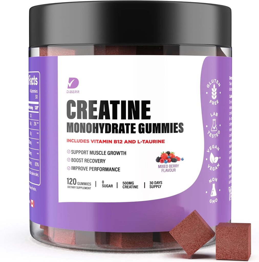Creatine Gummies - Creatine Monohydrate Gummies για άνδρες και γυναίκες - 5g Creatine Monohydrate ανά υπηρεσία- Αύξηση Εστίαση, δύναμη, αντοχή -Χτισμένο μυών, χωρίς ζάχαρη, Vegan, μη GMO 120 Ct