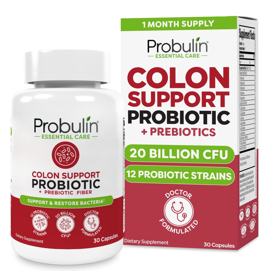Probulin Colon υποστήριξη Probiotic συμπλήρωμα, Daily Gut, Digestive, και ανοσοποιητική υγεία Probiotics κάψουλες για άνδρες και γυναίκες, 20 δισεκατομμύρια CFU, Vegan, 30 μπουκάλι κόμη
