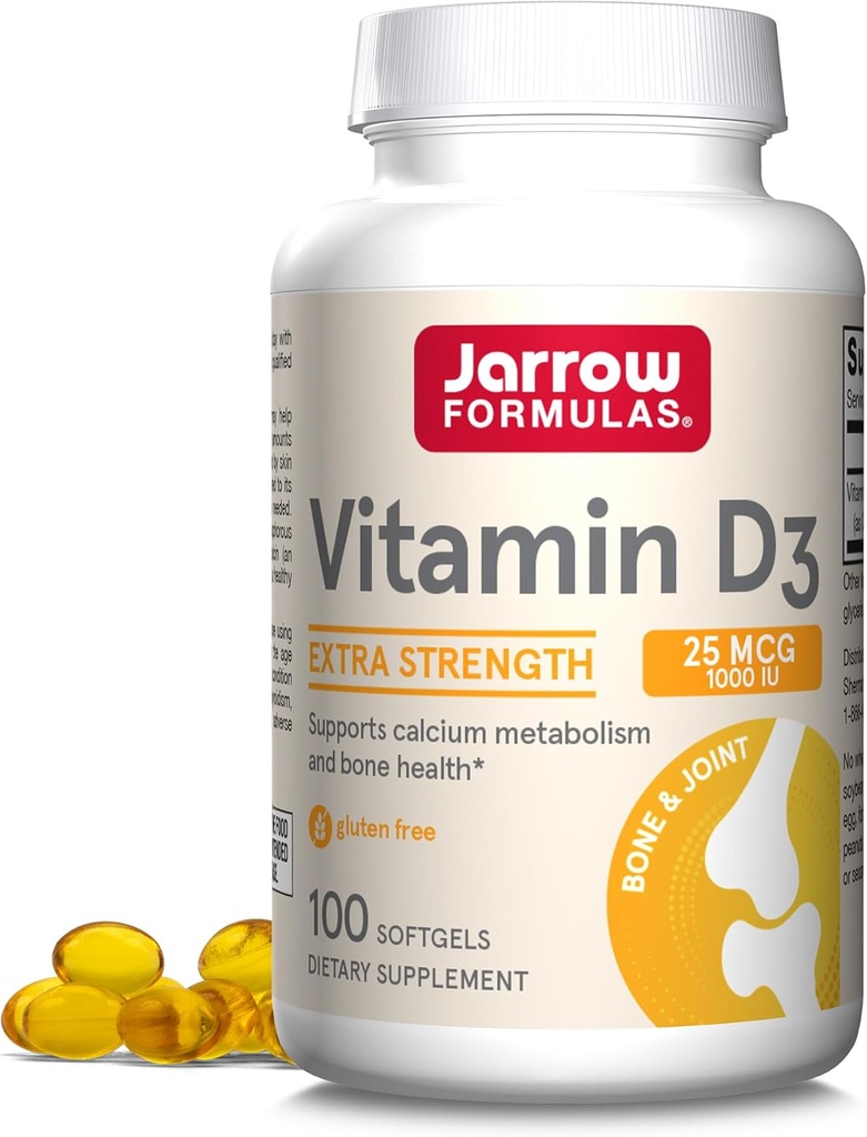 Jarrow Formulas Βιταμίνη D3 25 mcg, συμπλήρωμα διατροφής, οστά και κοινή, υποστήριξη για την ανοσοποιητική υγεία και το μεταβολισμό ασβεστίου, 100 Softgels, 100 ημέρες προσφοράς