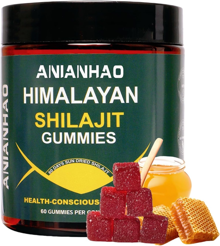 Shilajit Gummies 6000mg -Shilajit Gummies with Manuka Honey & Fulvic Acid, Minerals, Immune System & Vitality Booster, Vegan Himilayan Shalajit Gummies (1 φιάλη)