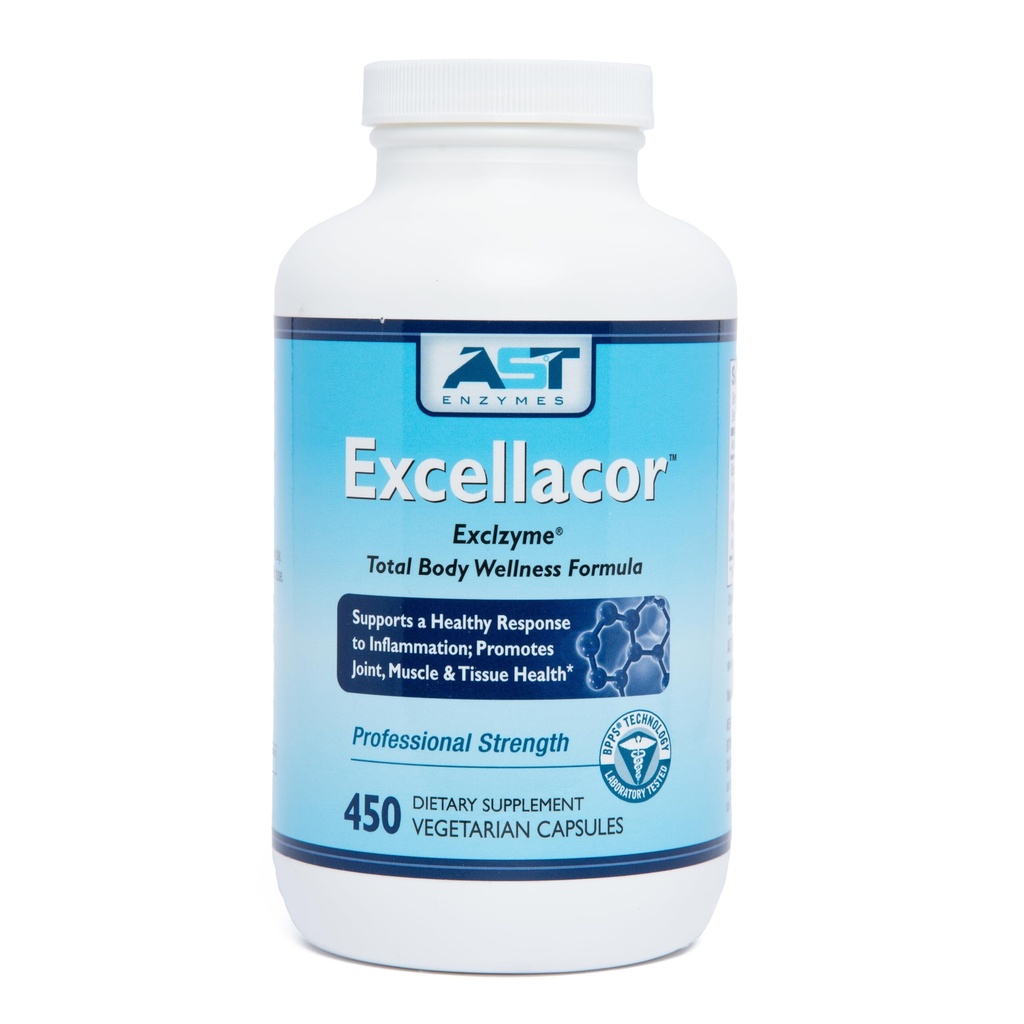 AST Ένζυμα Excellacor-450 Χορτοφαγικές κάψουλες-Premium Φυσικό Συστηματικό Ένζυμο Φόρμουλα-Συνολικό Σώμα Υποστήριξη - Περιέχει Οξύ-Ανθεκτικό Serrapeptase - Υποστηρίζει Υγιεινή φλεγμονή & αρθρώσεις