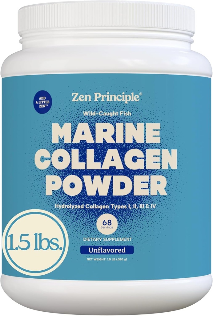 Zen Αρχή Marine Collagen Peptides σε σκόνη 1,5 lb. Άγρια ψάρια, μη ΓΤΟ. Υποστηρίζει υγιές δέρμα, μαλλιά, αρθρώσεις και οστά. Υδρολυμένη πρωτεΐνη τύπου 1 & 3. Αμινοξέα. Χωρίς γεύση, εύκολο να αναμιχθεί.
