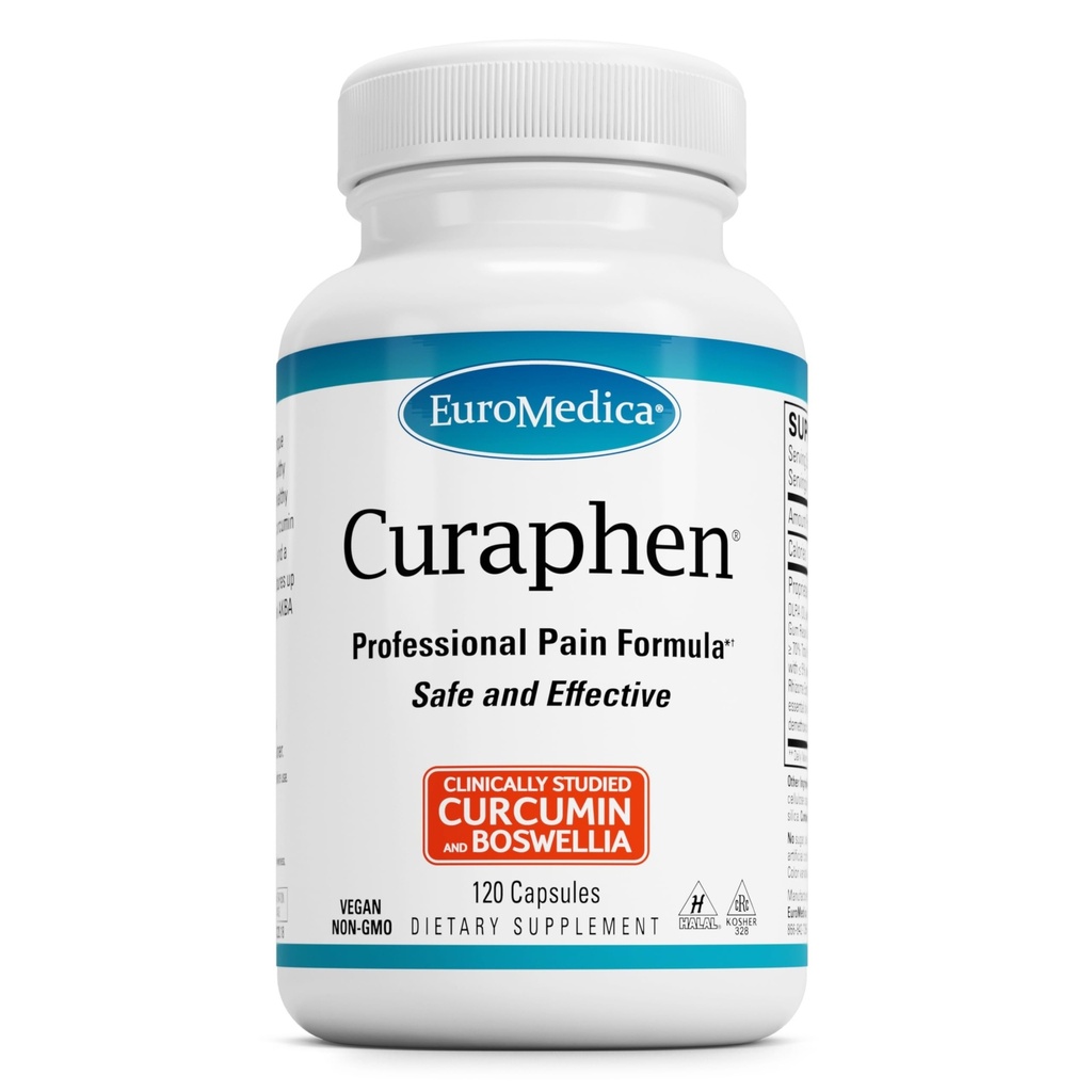 EuroMedica Curaphen - συμπλήρωμα κουρκουμίνης για την υποστήριξη κυκλοφορίας & ενδορφίνης - Υποστήριξη για περιστασιακή δυσφορία - Βοηθήματα Υγιείς μύες - 120 κάψουλες