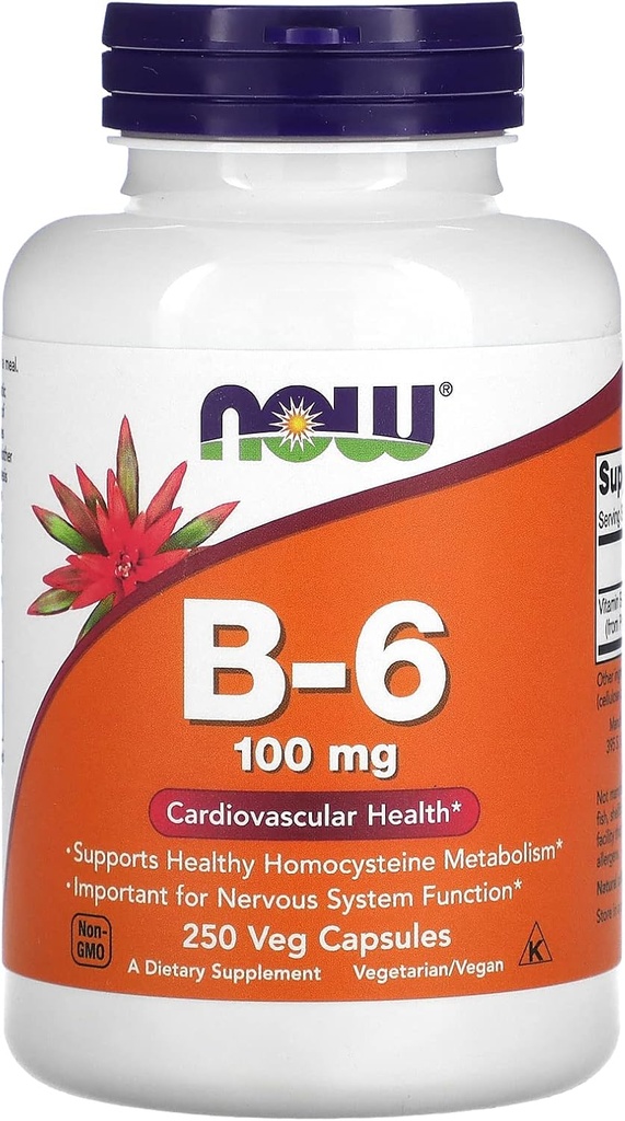 NOW Τρόφιμα B-6, 100 mg, 250 κάψουλες Veg
