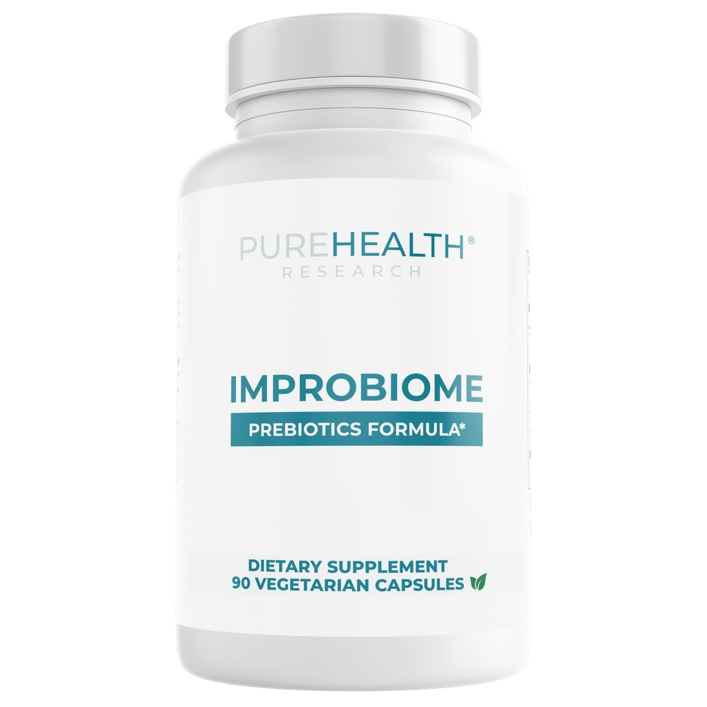 PUREHEALTH ΕΡΕΥΝΑ Improbiome Prebiotic Fiber Supplement - Φυσική υποστήριξη για υγιή προβιοτικά κόκκων - Digestive διατροφικά συμπληρώματα - κάψουλες μήλου Πεκτίνη - 90ct